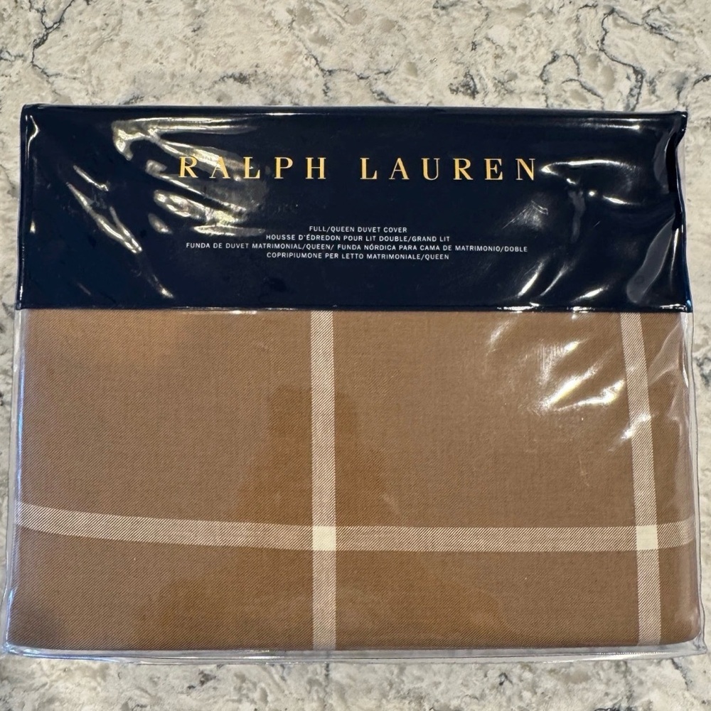 Ralph Lauren Tan Plaid Duvet Cover